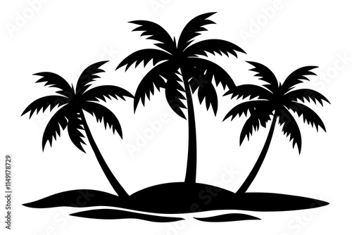 A tropical beach with palm trees silhouette