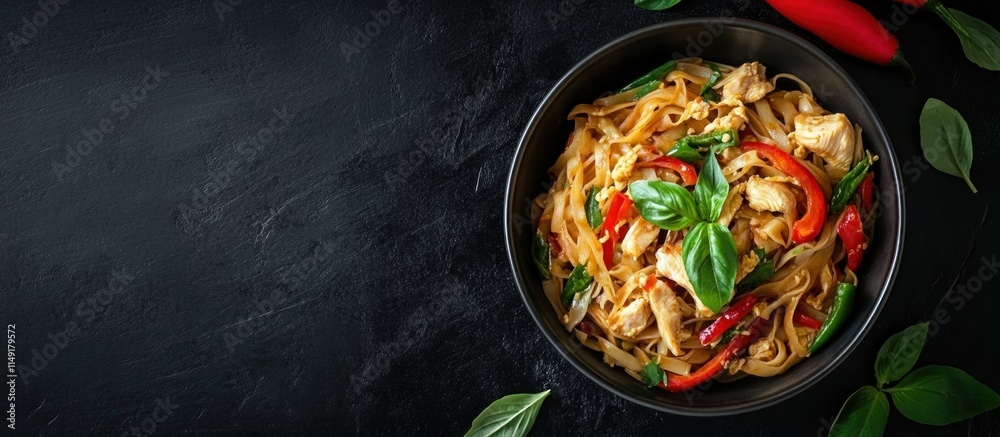 Delicious Pad Thai with Chicken and Vegetables Delicious Pad Thai with Chicken and Vegetables