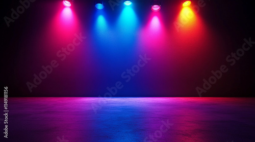 Colorful stage lighting creates an inviting atmosphere for performances. 