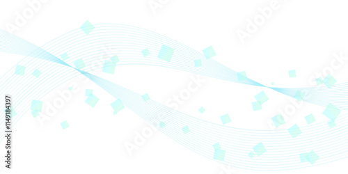 キラキラした水色と緑のウェーブのベクター背景画像
