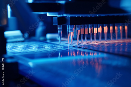 Close-up of a DNA sequencing machine, emphasizing the advancements in biotechnology and genetics photo