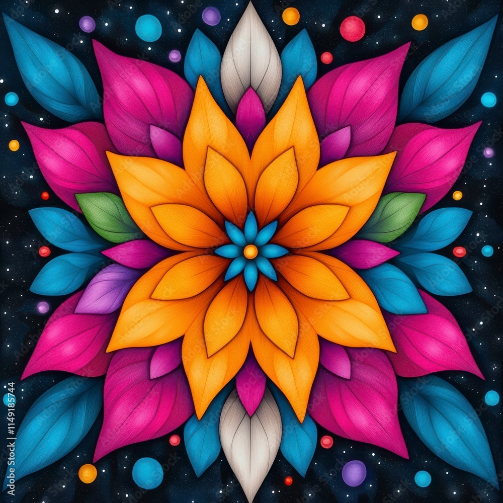 custom made wallpaper toronto digitalA colorful flower with a blue center is surrounded by a blue background