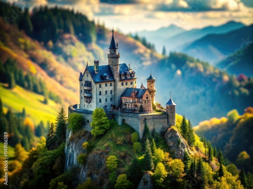 Wallpaper Mural A miniature medieval castle perched atop a mountain, a tilt-shift tattoo dream. Torontodigital.ca