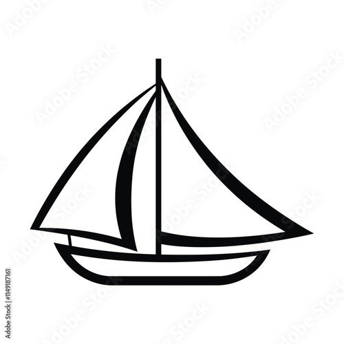 Sailboat icon, silhouette, outline, vector, illustration isolated on a white background