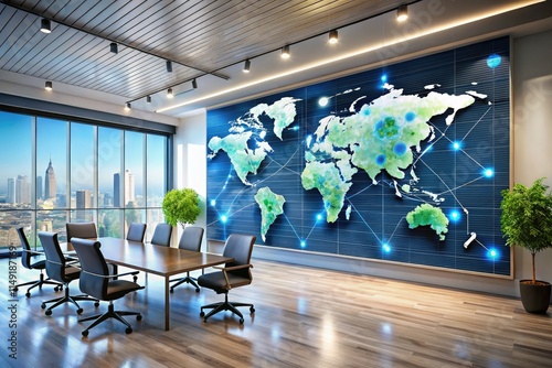 An interactive world map highlights your company's global reach, displaying all office locations for international business expansion.
