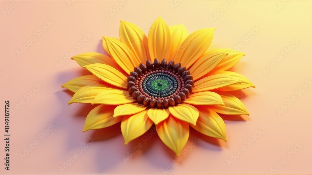 Fototapeta premium Vibrant Sunflower on Peach Background