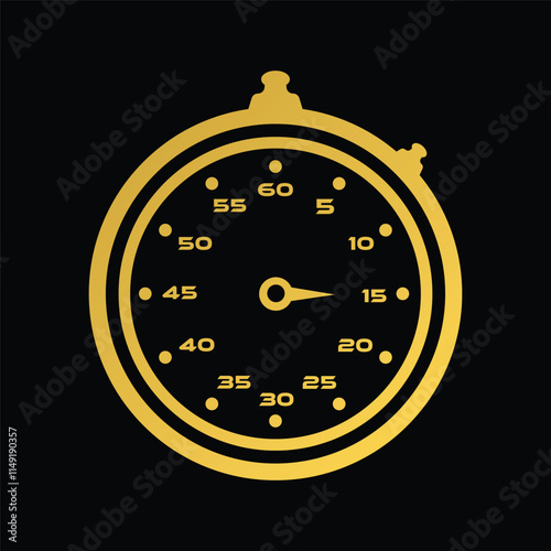 high quality modern stopwatch gold color icon with minimalist design for digital and print projects