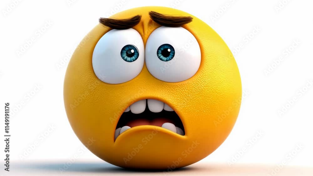 Yellow emoticon showing fear with wide eyes and open mouth, expressing intense emotion and surprise