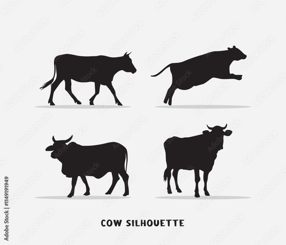vector hand drawn cow silhouette isolated on white background vector hand drawn cow silhouette isolated on white background