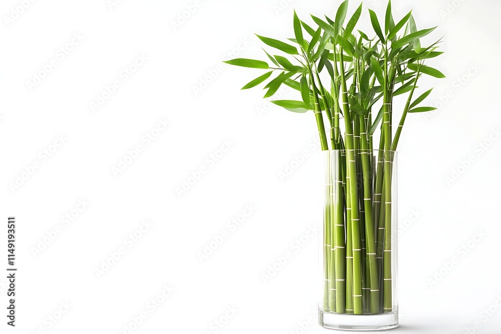 single bamboo plant in a tall glass pot isolated on white background single bamboo plant in a tall glass pot isolated on white background