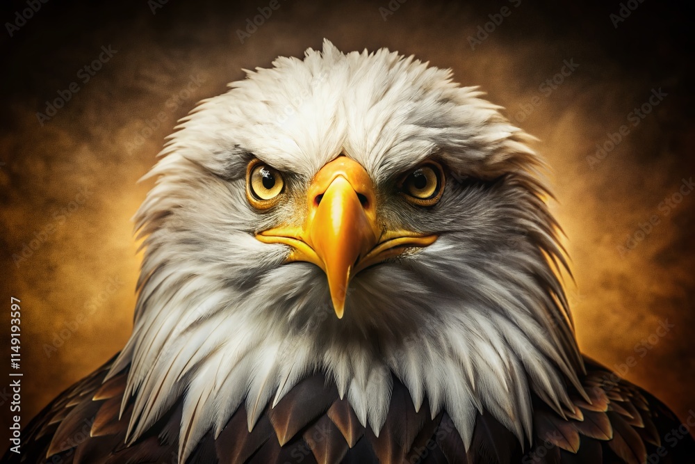 Obraz premium Majestic Bald Eagle Head, Vintage Photography Style, Sharp Eyes, Wildlife Portrait