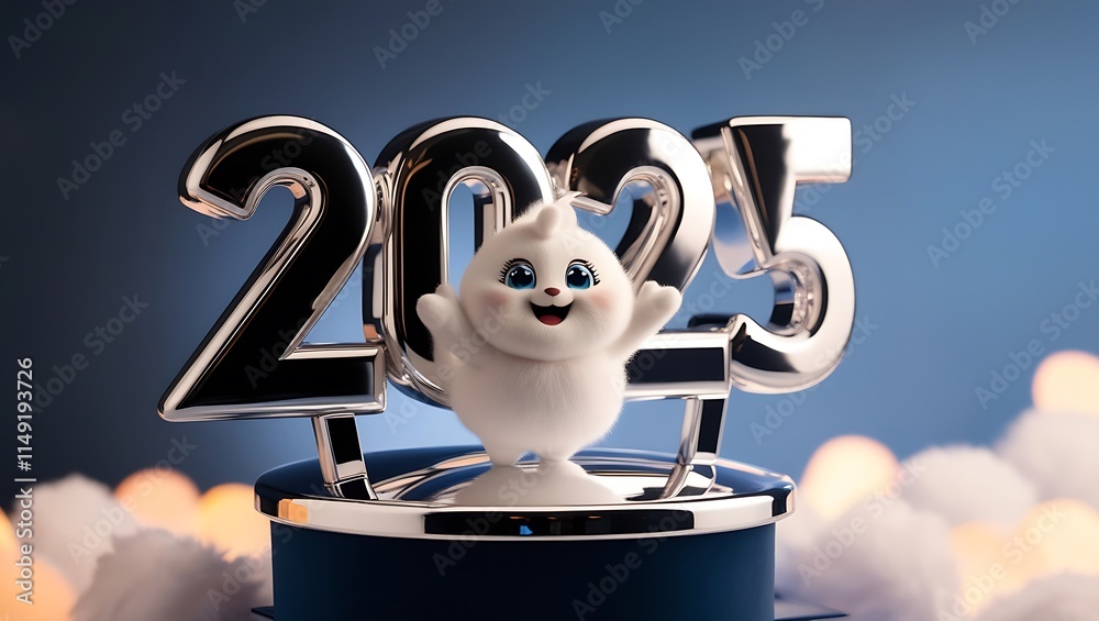 Fototapeta premium Blue Night Bliss: Celebrating 2025 in Style