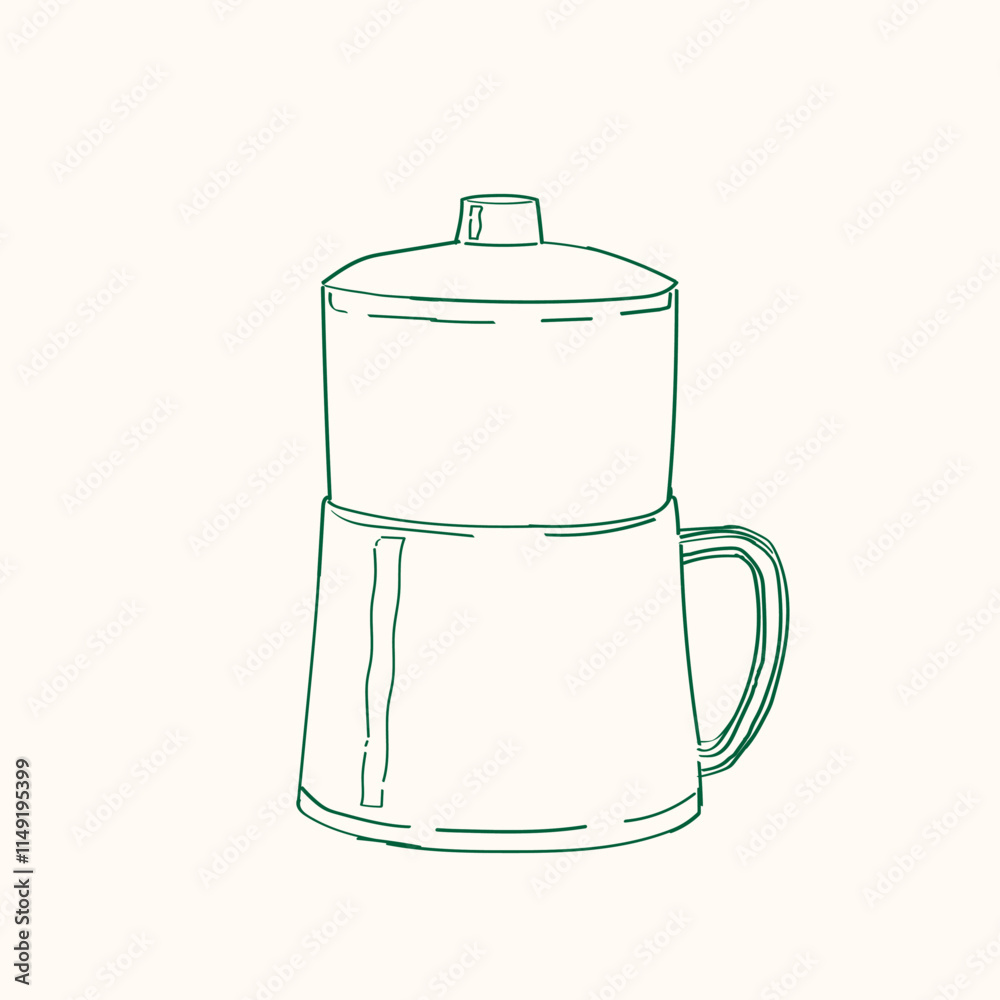 Obraz premium Nanyang Kopitiam Half Boiled Egg Maker Doodle.