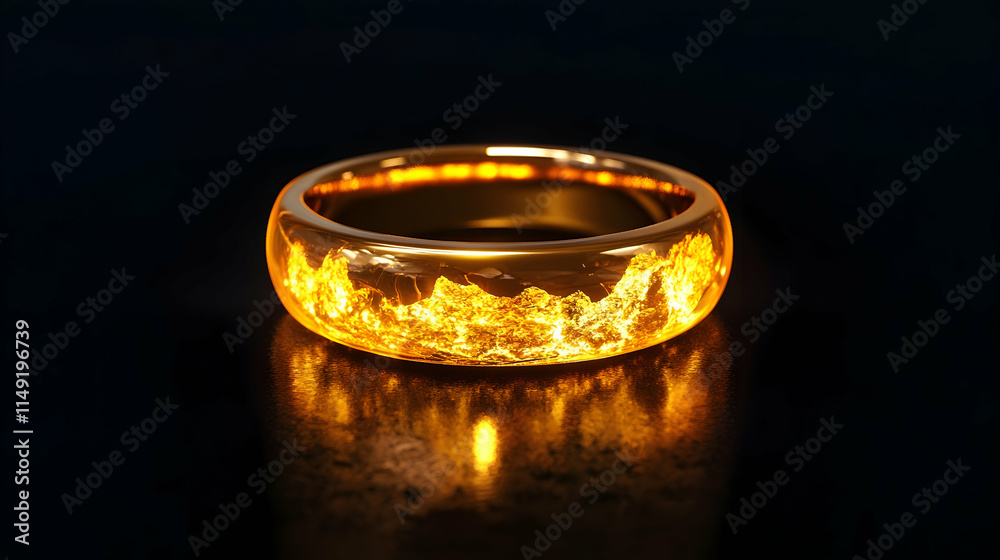 Golden ring with ashes isolated on black Golden ring with ashes isolated on black
