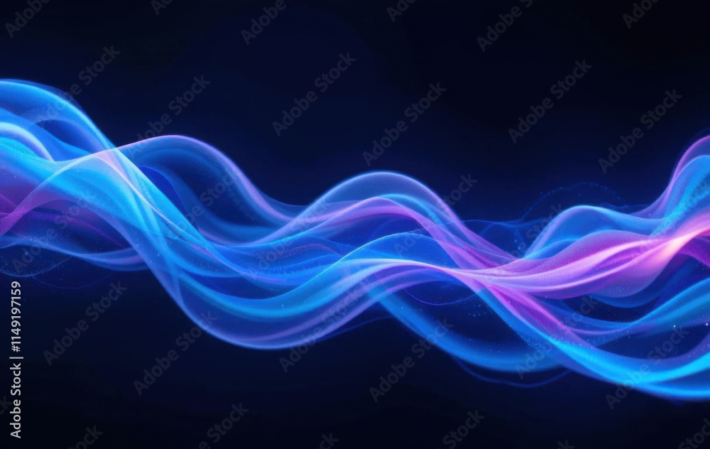 Abstract Blue and Pink Flowing Waves on Dark Background Abstract Blue and Pink Flowing Waves on Dark Background