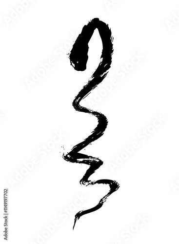 筆で描いた書道風蛇のシルエット