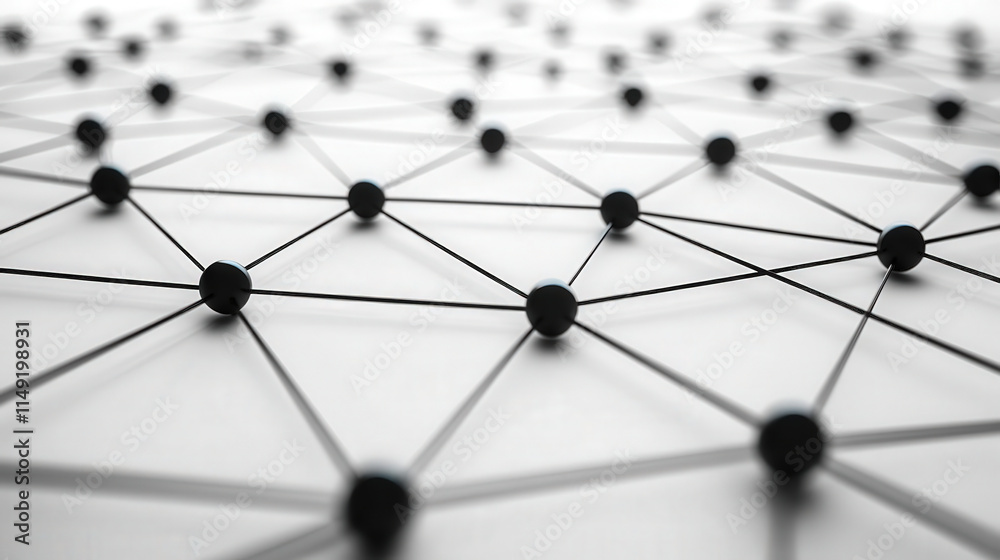 Geometric nodes connected by lines create dynamic network structure Geometric nodes connected by lines create dynamic network structure