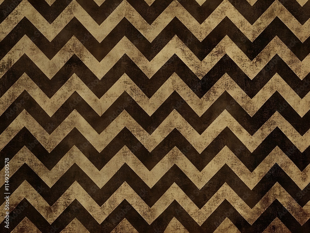 Distressed Chevron Pattern in Dark Brown and Beige Distressed Chevron Pattern in Dark Brown and Beige