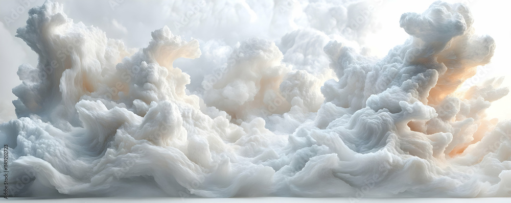 Fototapeta premium A dramatic display of fluffy, swirling clouds in a soft, ethereal atmosphere.