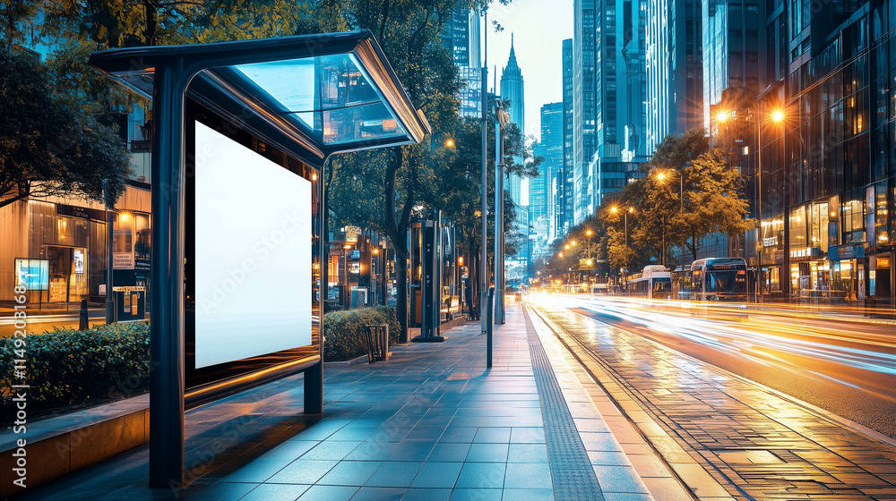 Fototapeta premium 空白の広告掲示板のモックアップ