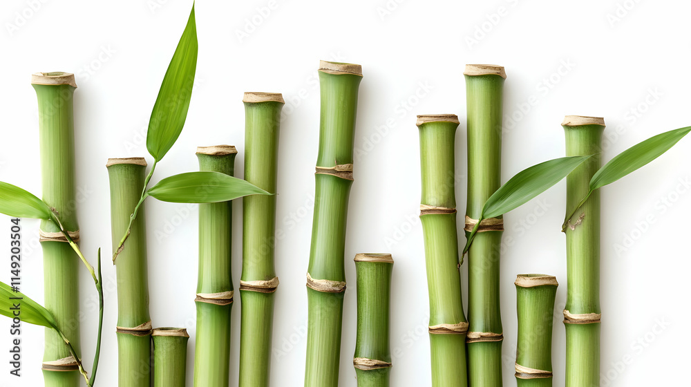 Green bamboo stems on a white background Green bamboo stems on a white background
