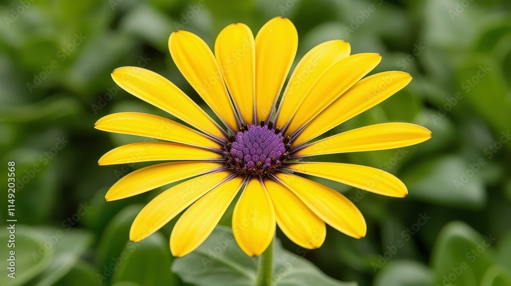 A vibrant closeup captures the beauty of a yellow and purple flower, showcasing its abundant, delicate petals. A vibrant closeup captures the beauty of a yellow and purple flower, showcasing its abundant, delicate petals.