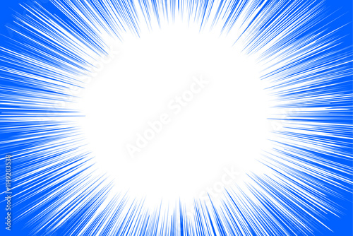 シンプルな青い集中線のフレーム素材