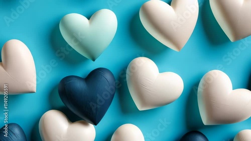 Capture the beauty of love with a top view of hearts as the background in your content.