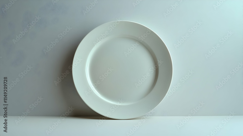 A simple, clean white plate against a neutral background. A simple, clean white plate against a neutral background.