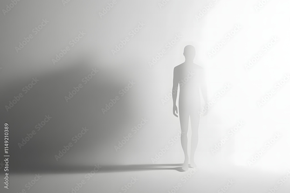 custom made wallpaper toronto digitalMysterious Silhouette Walking into Misty White Light
