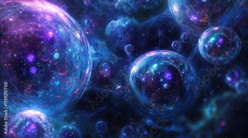 Abstract Cosmic Bubbles Vibrant Nebulae and Interconnected Universes - Sci-Fi Fantasy Art