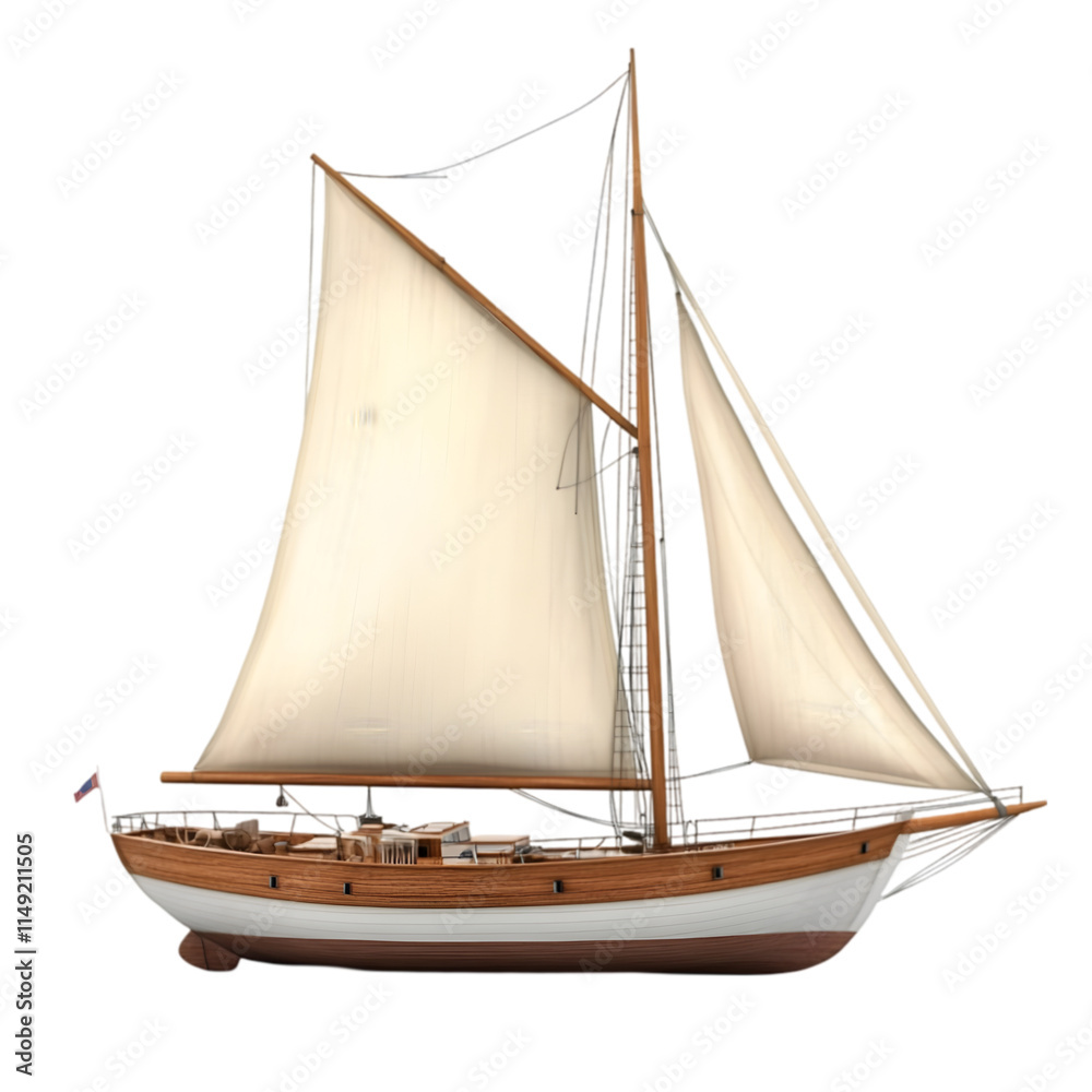 Obraz premium Classic Wooden Sailboat Yacht Sailing Vessel Nautical Ship Ocean Sea Watercraft Vin