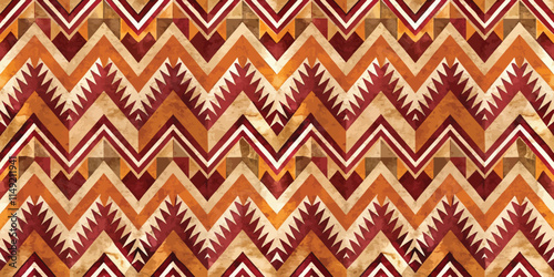 Colorful abstract zigzag pattern in warm tones with earthy hues.