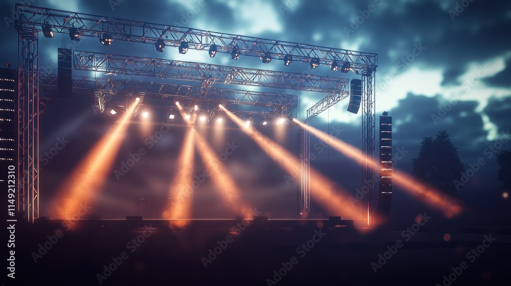 Fototapeta premium Night Concert Stage: Under the Twilight Sky