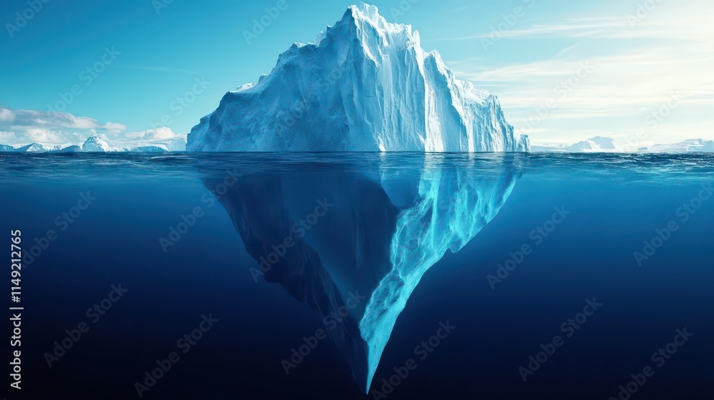 At the junction of sea and sky, the tip of an iceberg emerges. It stands as a symbol of hidden vastness and frigid beauty. This small yet significant portion hints at the secrets beneath the waves. Id At the junction of sea and sky, the tip of an iceberg emerges. It stands as a symbol of hidden vastness and frigid beauty. This small yet significant portion hints at the secrets beneath the waves. Id