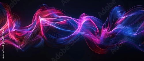 Blue and red light painting photography, long exposure fairy blue and red lights curves and waves against a black background. Long exposure light painting photography. Abstract pink purple swirls