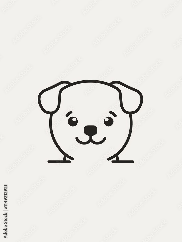 Fototapeta premium Cute puppy face drawn in 2D