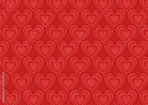 Red love symbol texture. Seamless background with symbols of love, valentine, heart