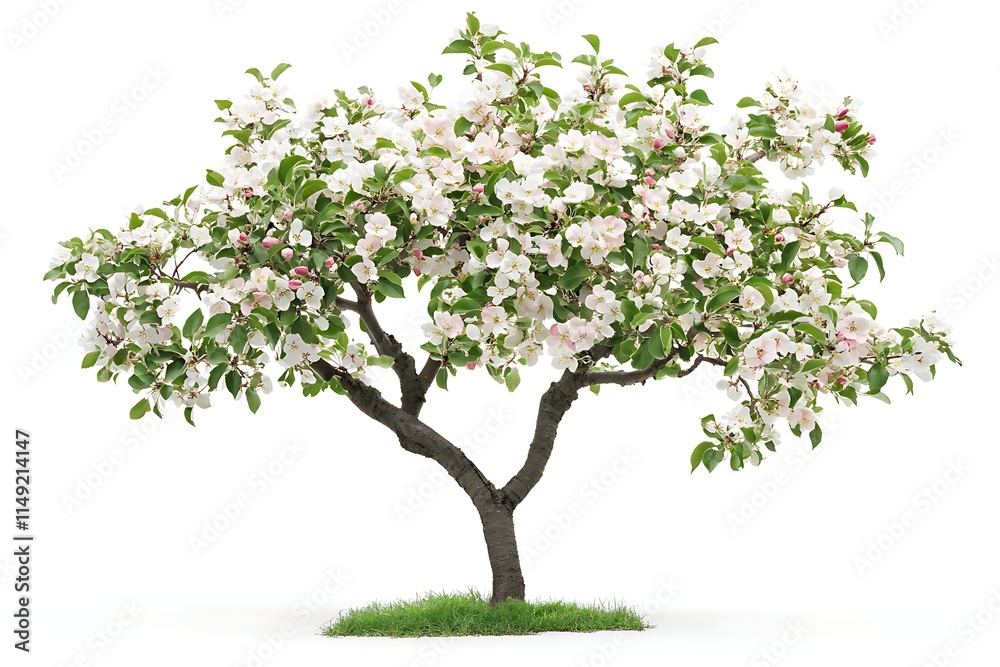 apple tree with blossoms isolated on white background