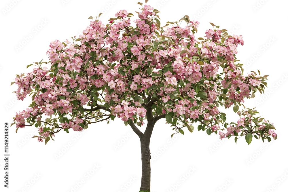 Fototapeta premium apple tree with blossoms isolated on white background
