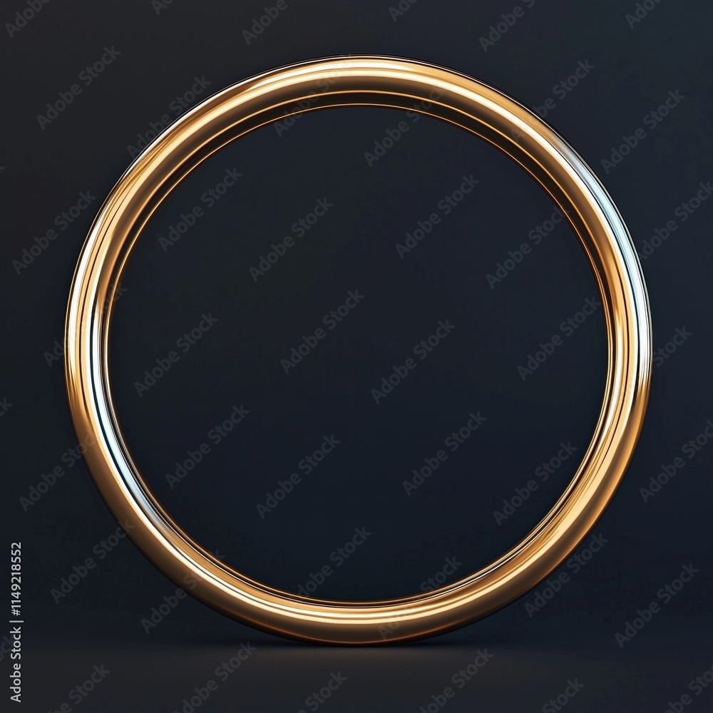 Golden metallic ring with reflective surface on dark background Golden metallic ring with reflective surface on dark background