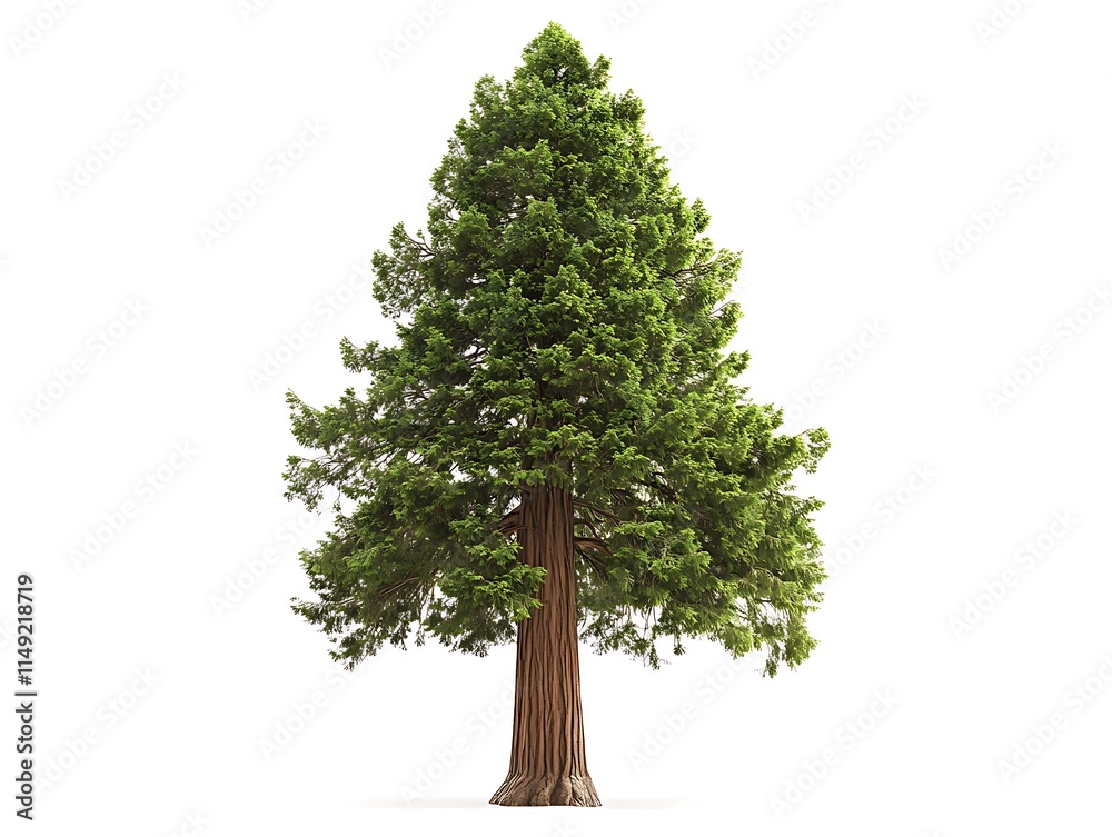 Fototapeta premium sequoia tree with towering height isolated on white background