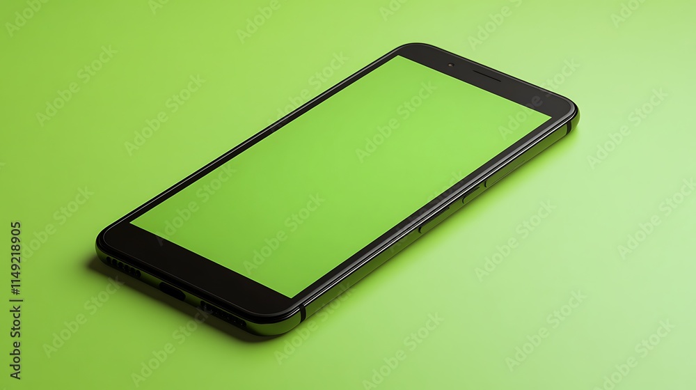 Sideways smartphone mockup with clean green screen on a simple background Sideways smartphone mockup with clean green screen on a simple background