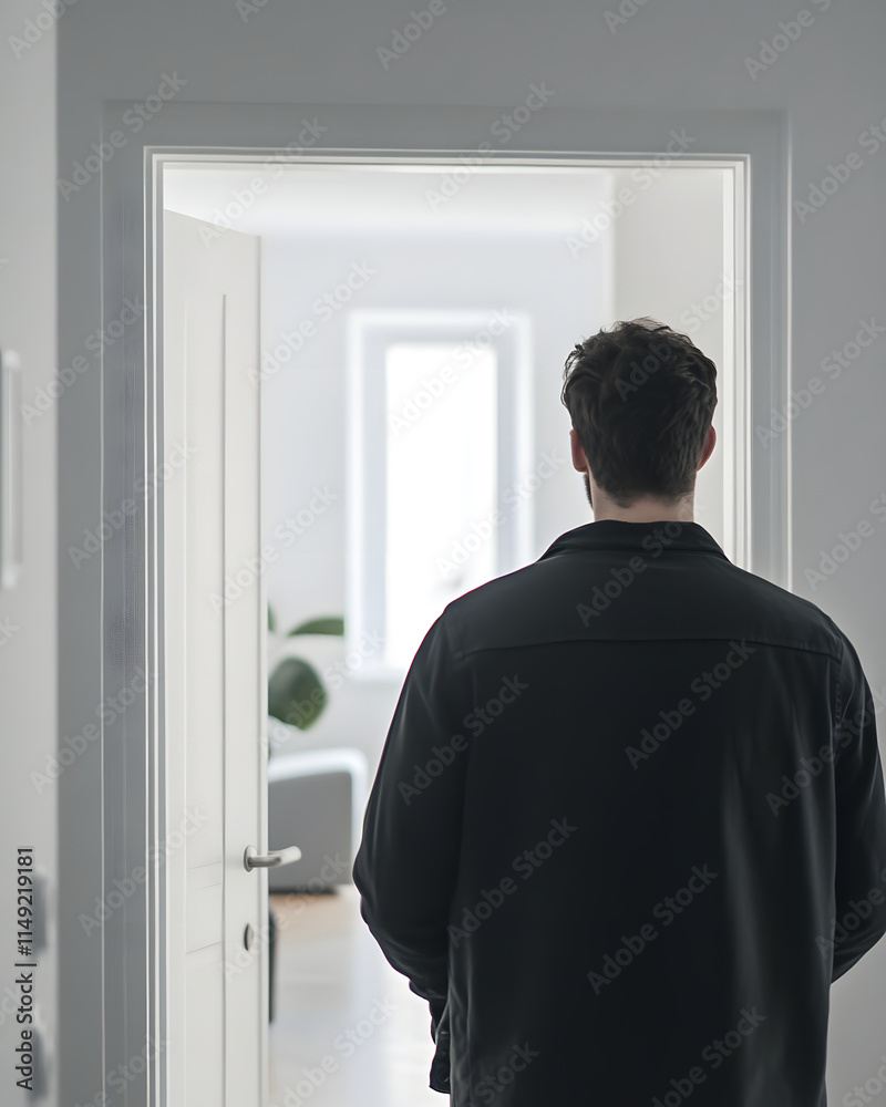 Man in Doorway of Modern Room