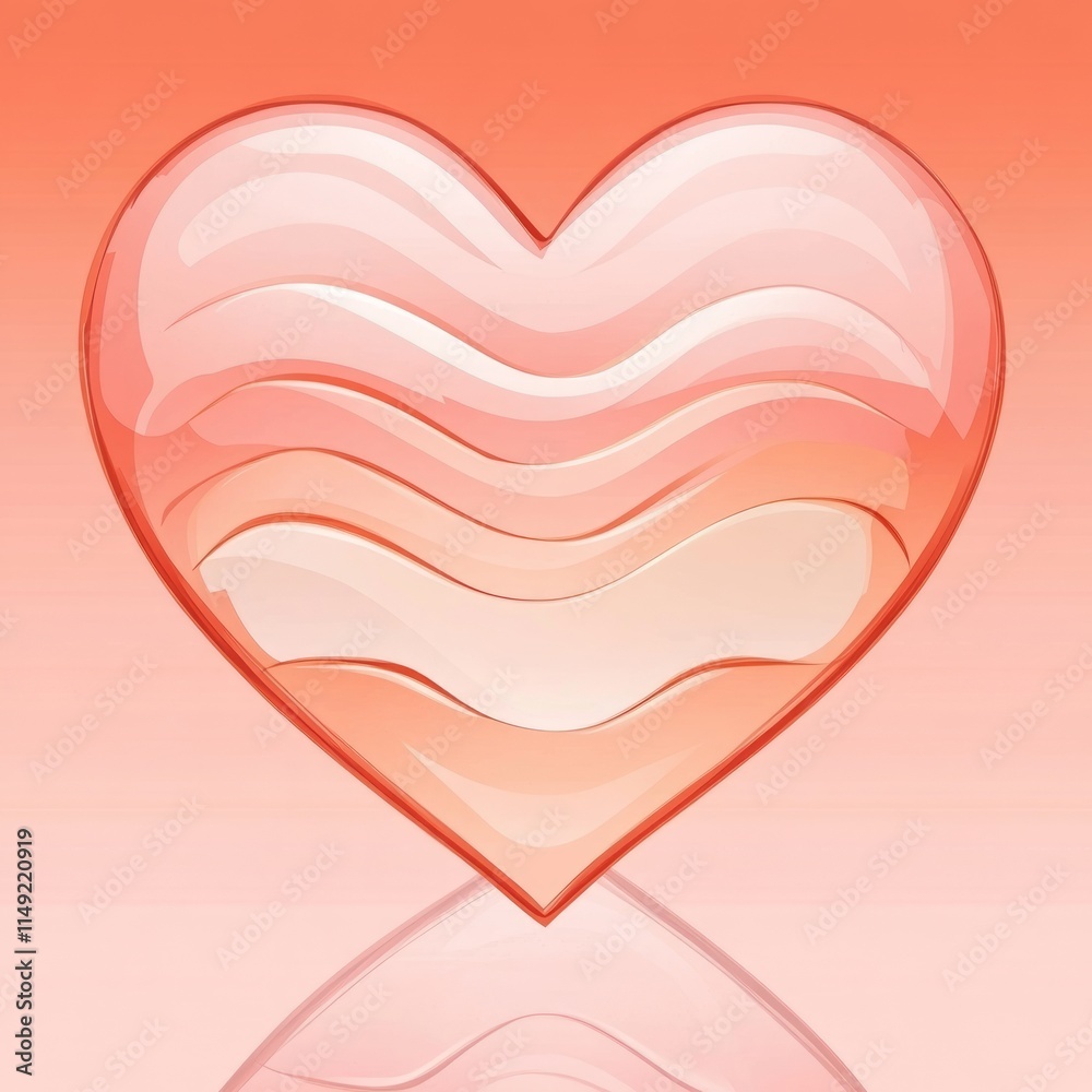 Smooth Wavy Shapes Heart on Pastel Background Smooth Wavy Shapes Heart on Pastel Background