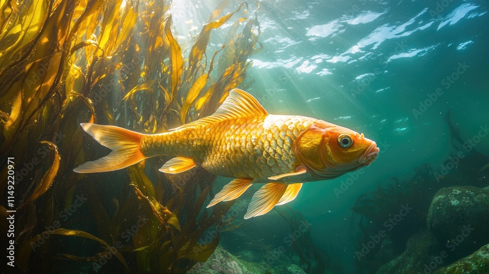 Naklejka premium Golden Fish in the Sunlight