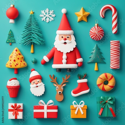 set of christmas elements, christmas
