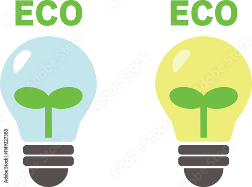 電球の中に双葉があるアイコン　エコ　ランプ