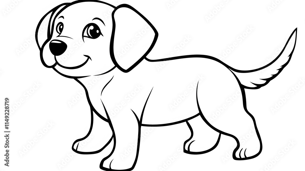 Fototapeta premium Cute line drawing of a puppy with floppy ears