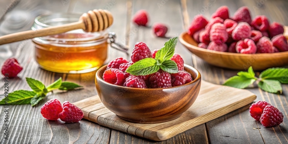 Fra?e Himbeeren und Melissend?nne in einer Sch?ssel, kitchen, homemade, kitchen, homemade Fra?e Himbeeren und Melissend?nne in einer Sch?ssel, kitchen, homemade, kitchen, homemade